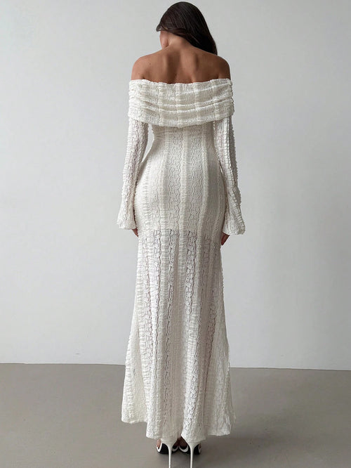 Amoura Witte Jurk met Uitlopende Mouwen