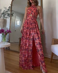 Liva | Rugloze maxi-jurk met bloemenprint