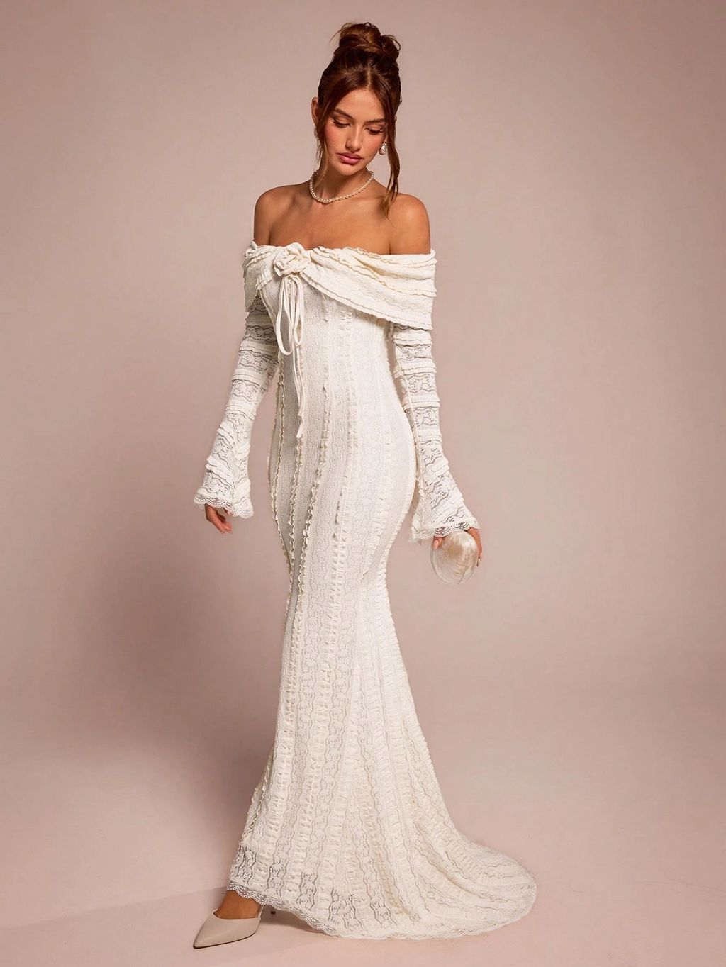 Ivoren Muze Elegante Off-Shoulder Jurk