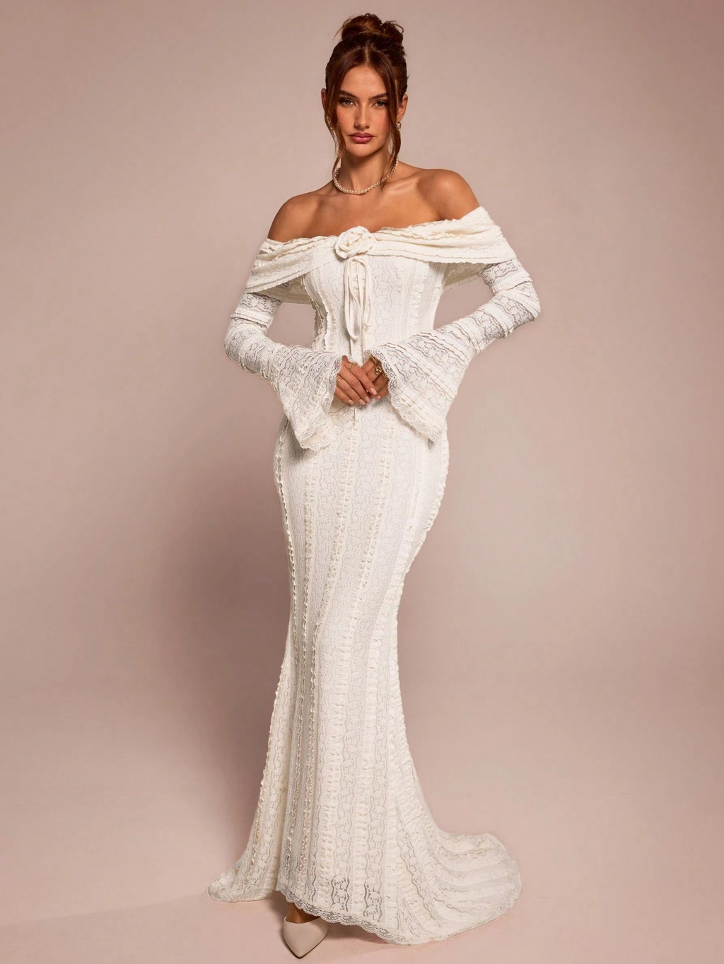 Ivoren Muze Elegante Off-Shoulder Jurk