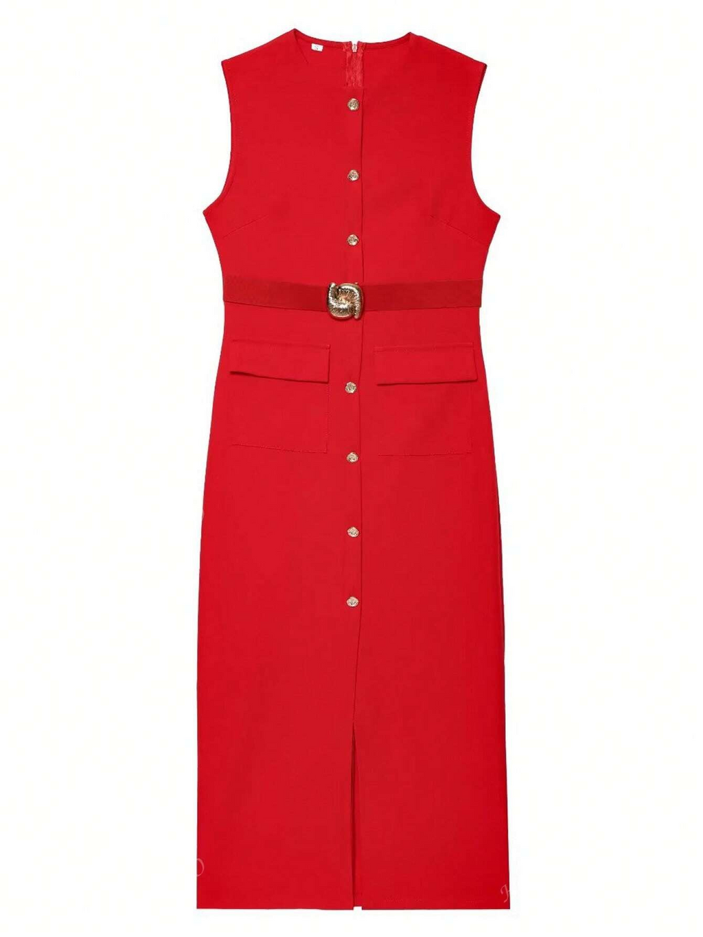 MIRELLA Midi Jurk met Riem en Knopen