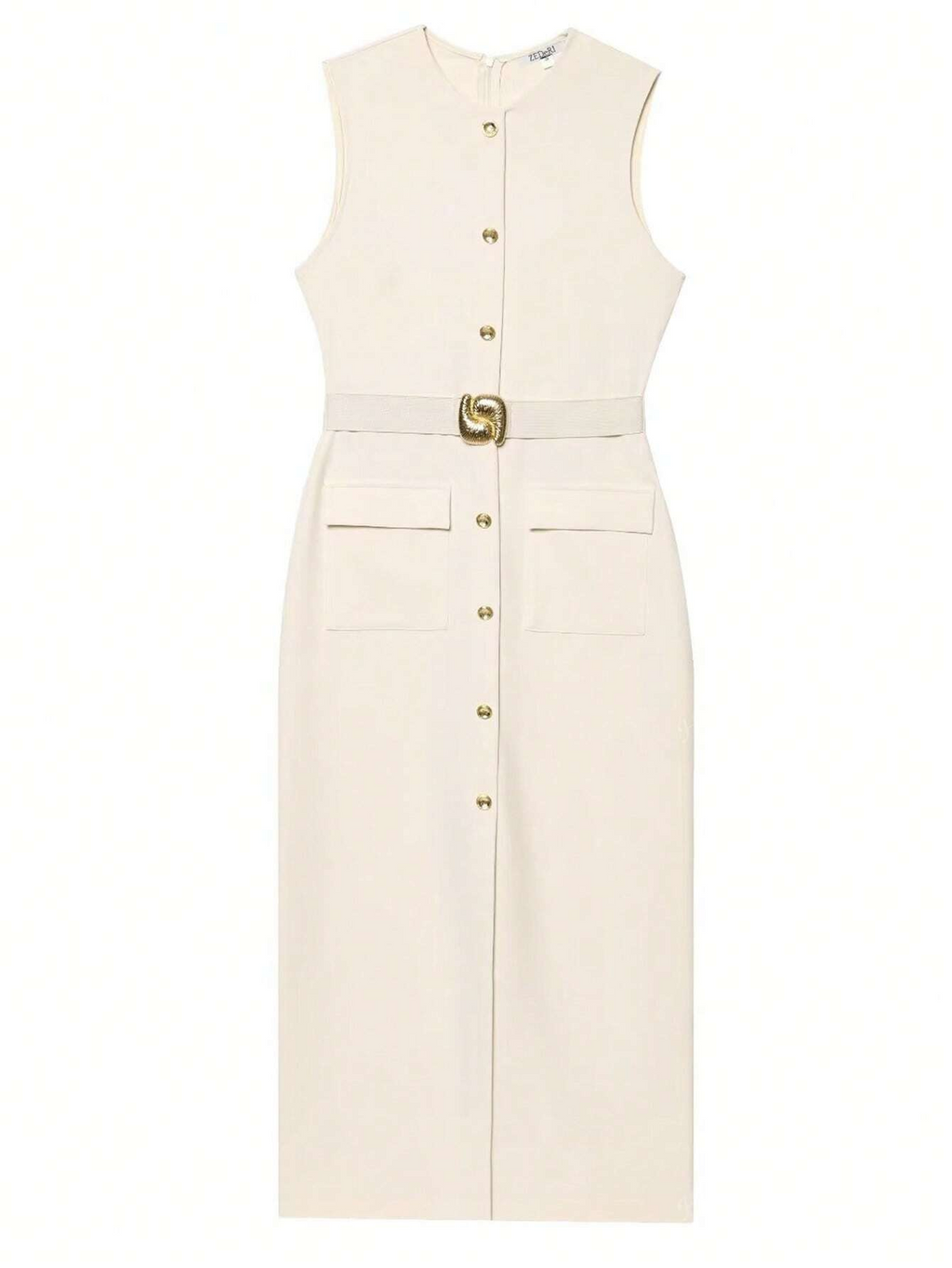 MIRELLA Midi Jurk met Riem en Knopen