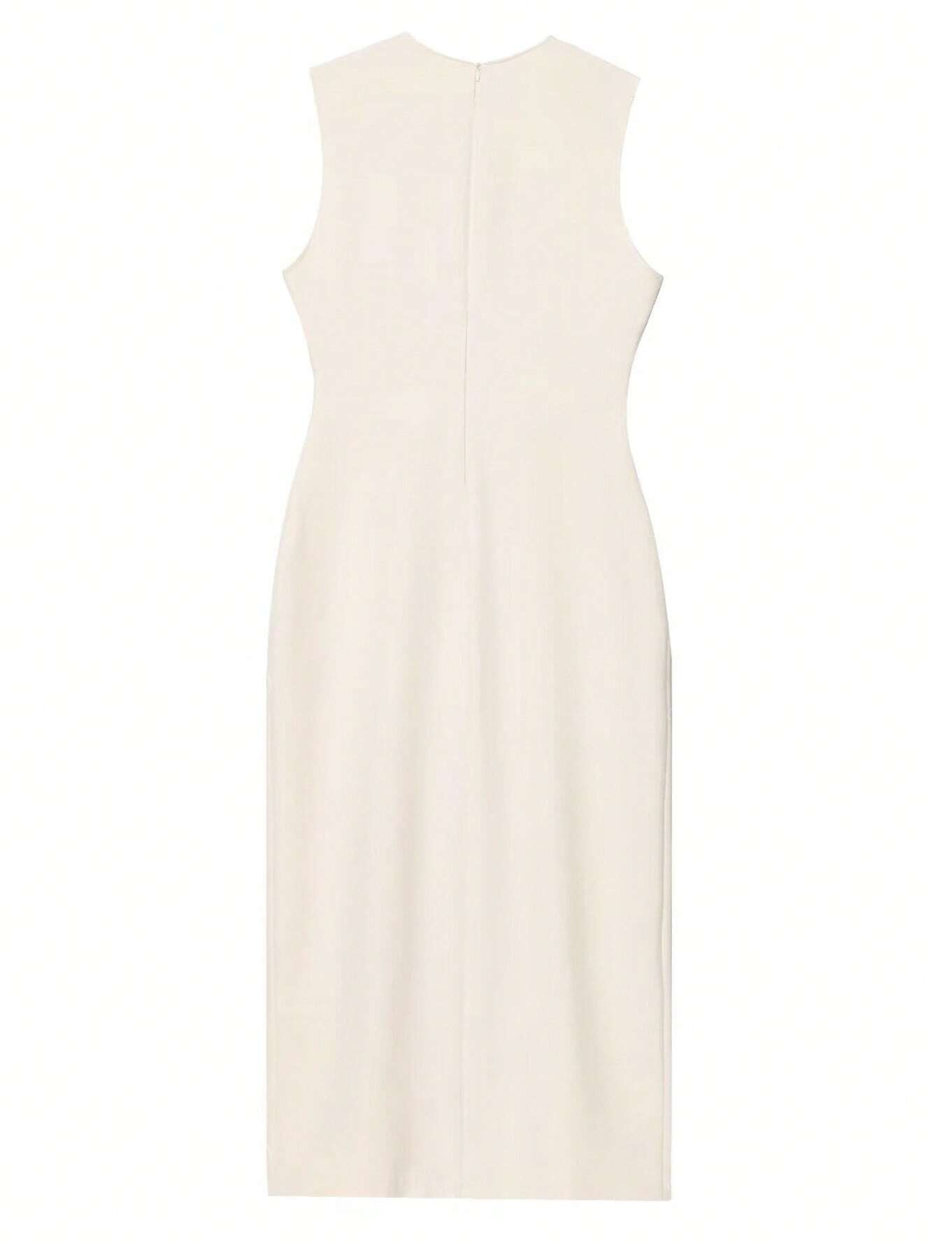 MIRELLA Midi Jurk met Riem en Knopen