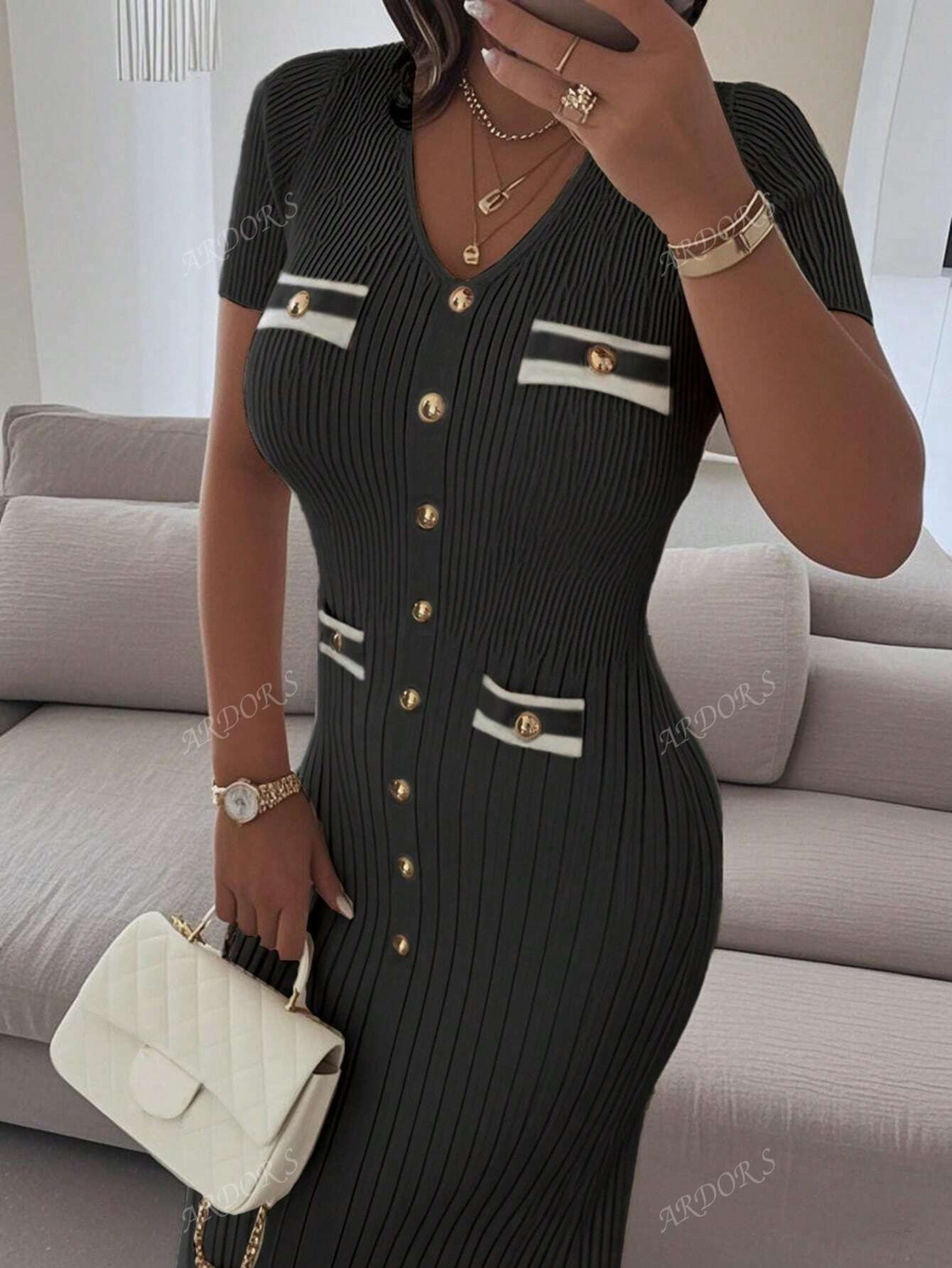 VELINE Elegante Gebreide Jurk