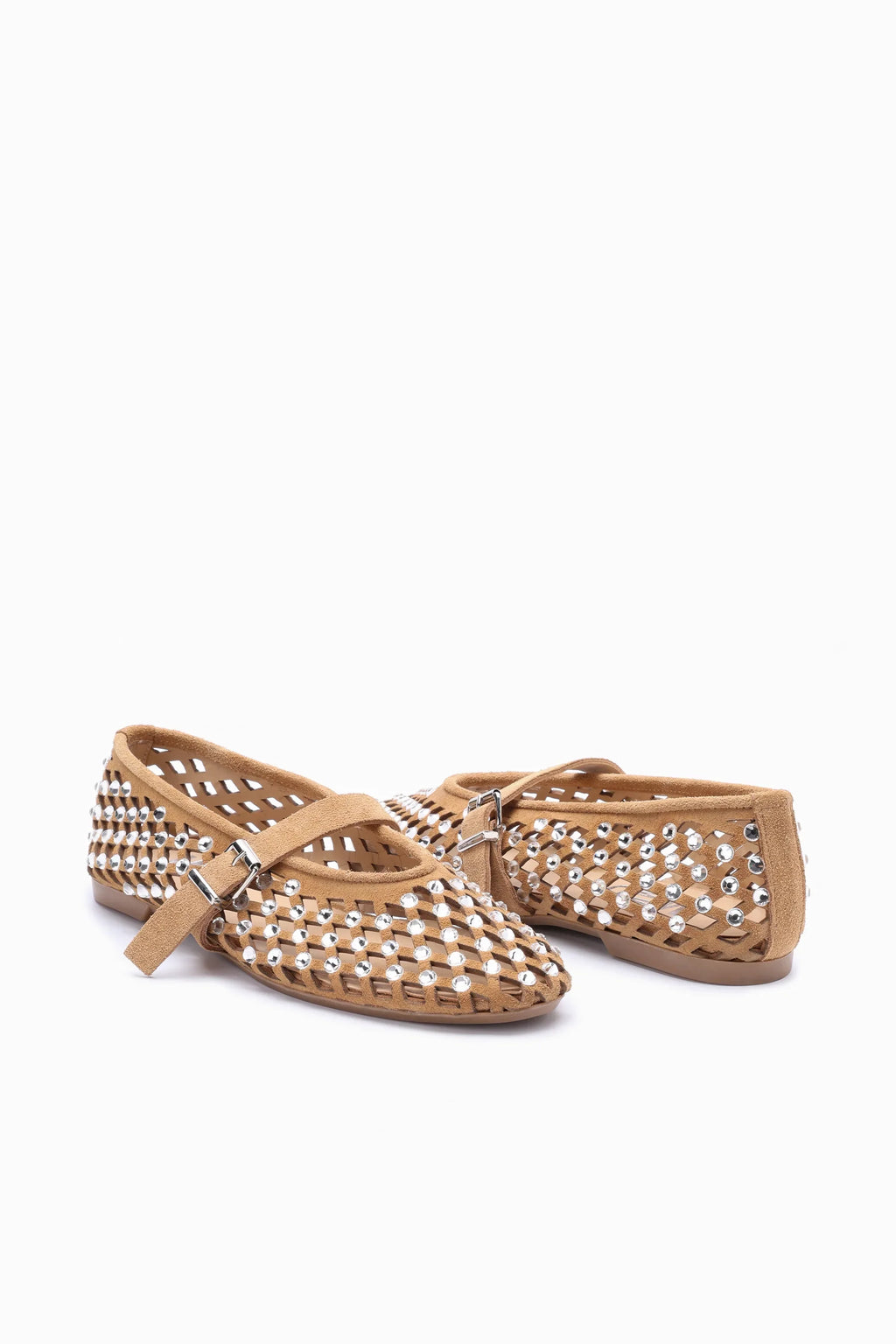 SOLA Suède Ballerina’s met Strassversiering