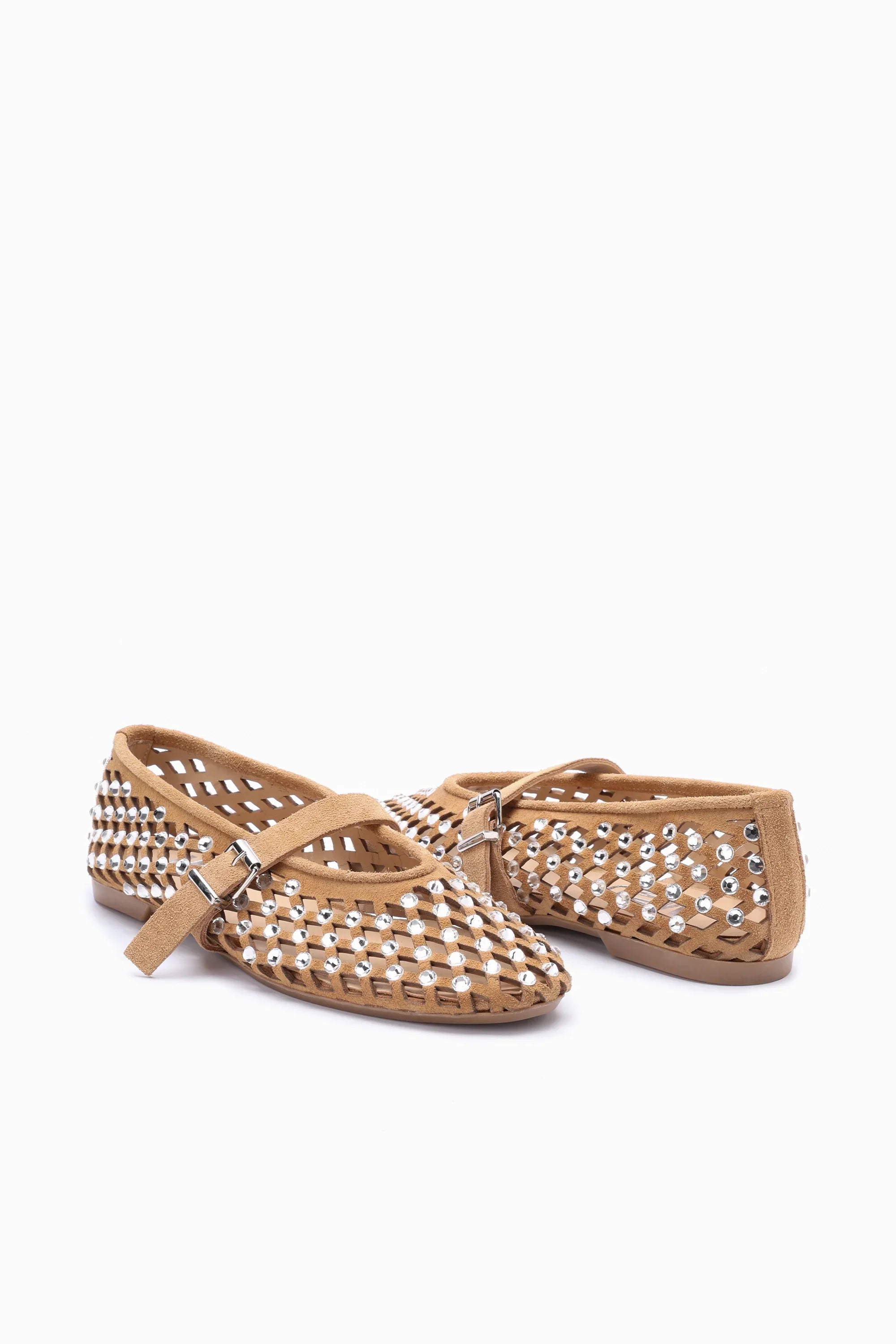 SOLA Suède Ballerina’s met Strassversiering