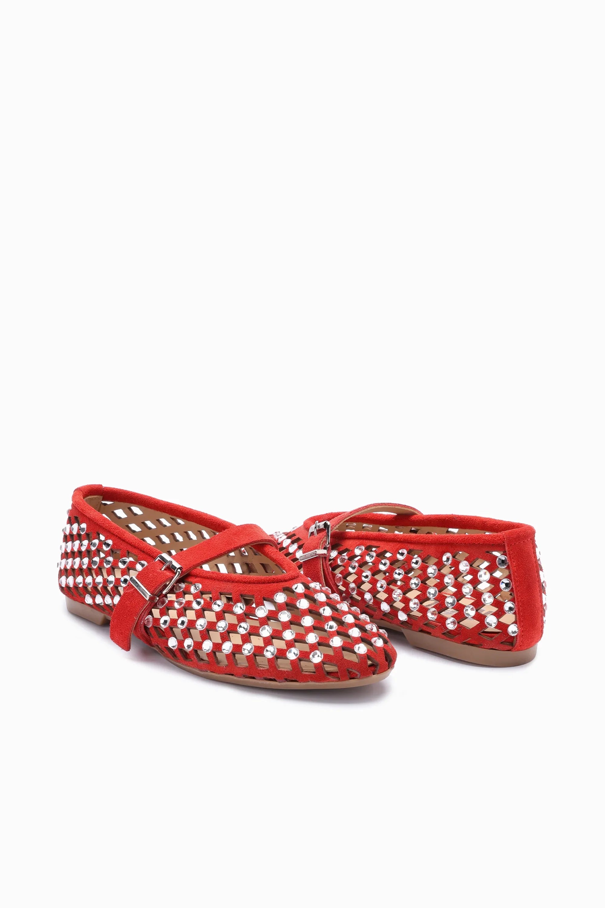 SOLA Suède Ballerina’s met Strassversiering