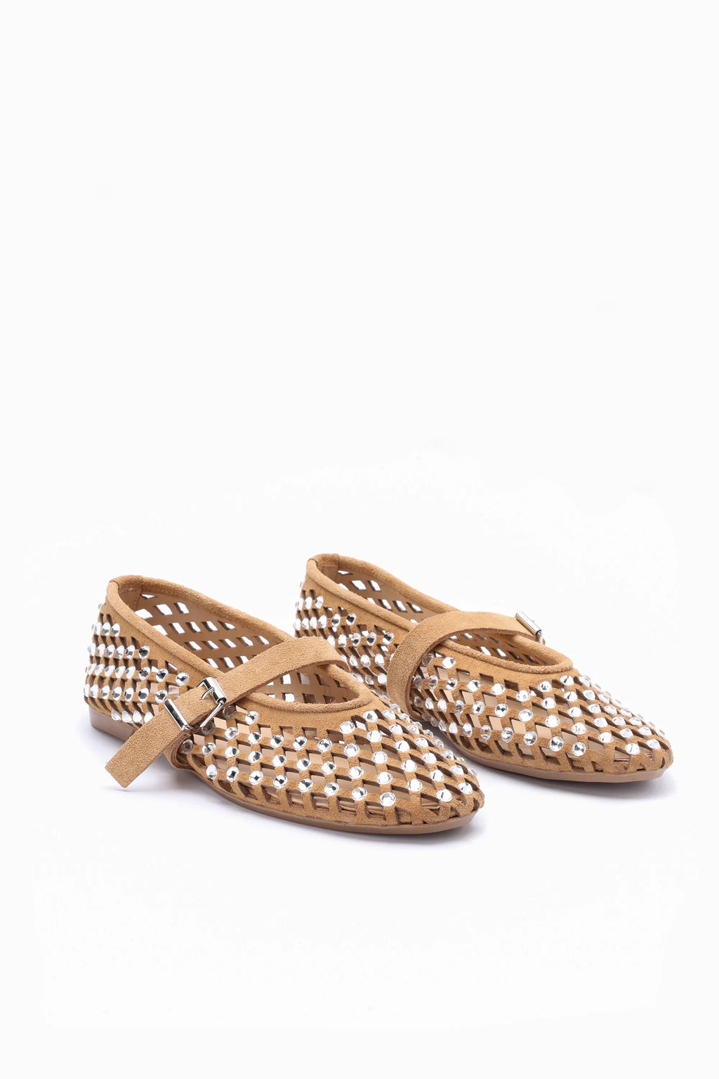 SOLA Suède Ballerina’s met Strassversiering