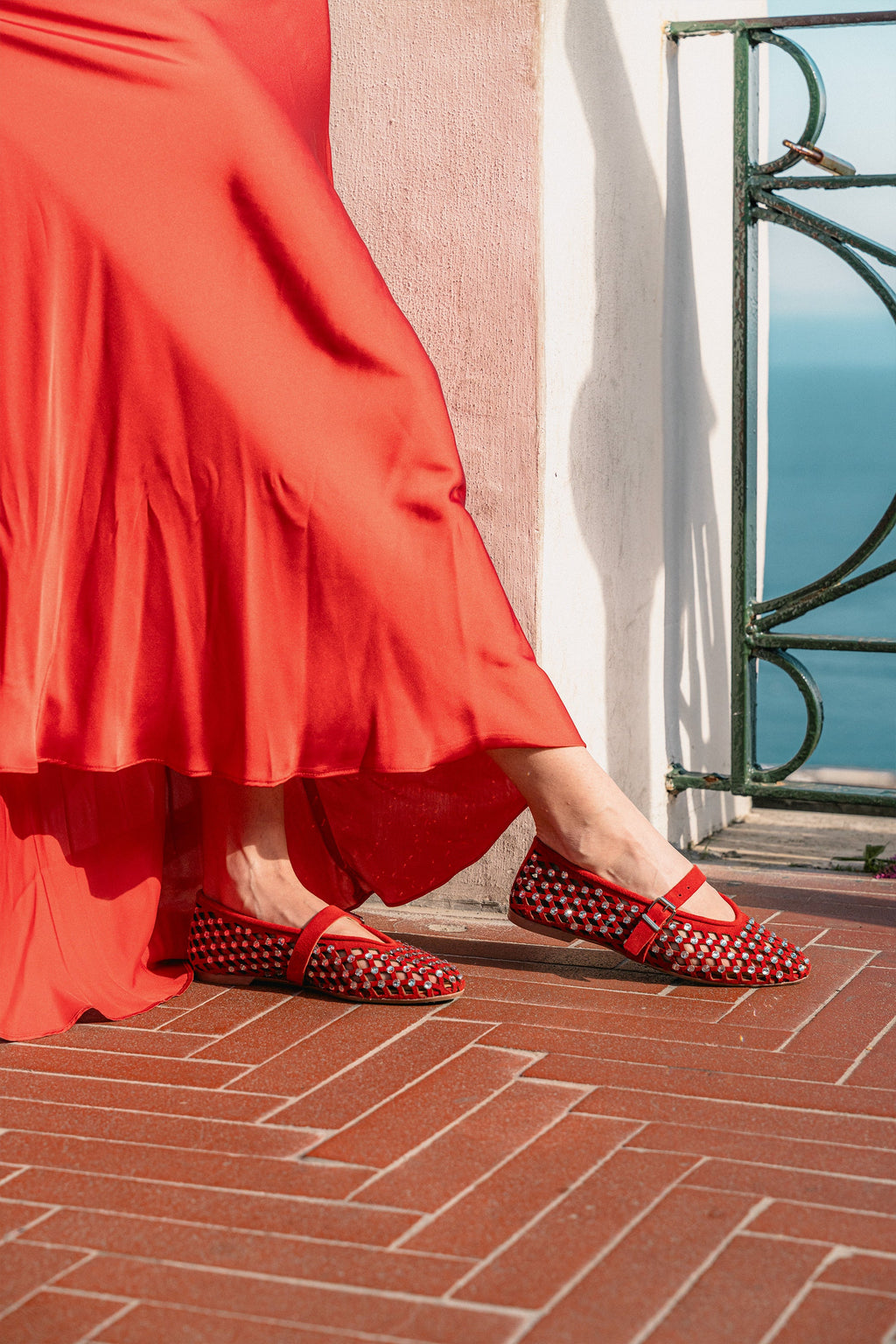 SOLA Suède Ballerina’s met Strassversiering