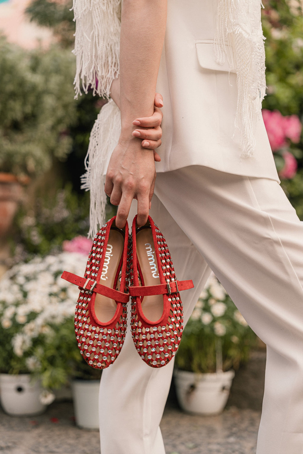 SOLA Suède Ballerina’s met Strassversiering